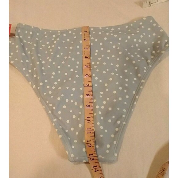 Xhilaration Women's Bikini Bottom High Waist High Leg White Polka Dot XL - Picture 9 of 10
